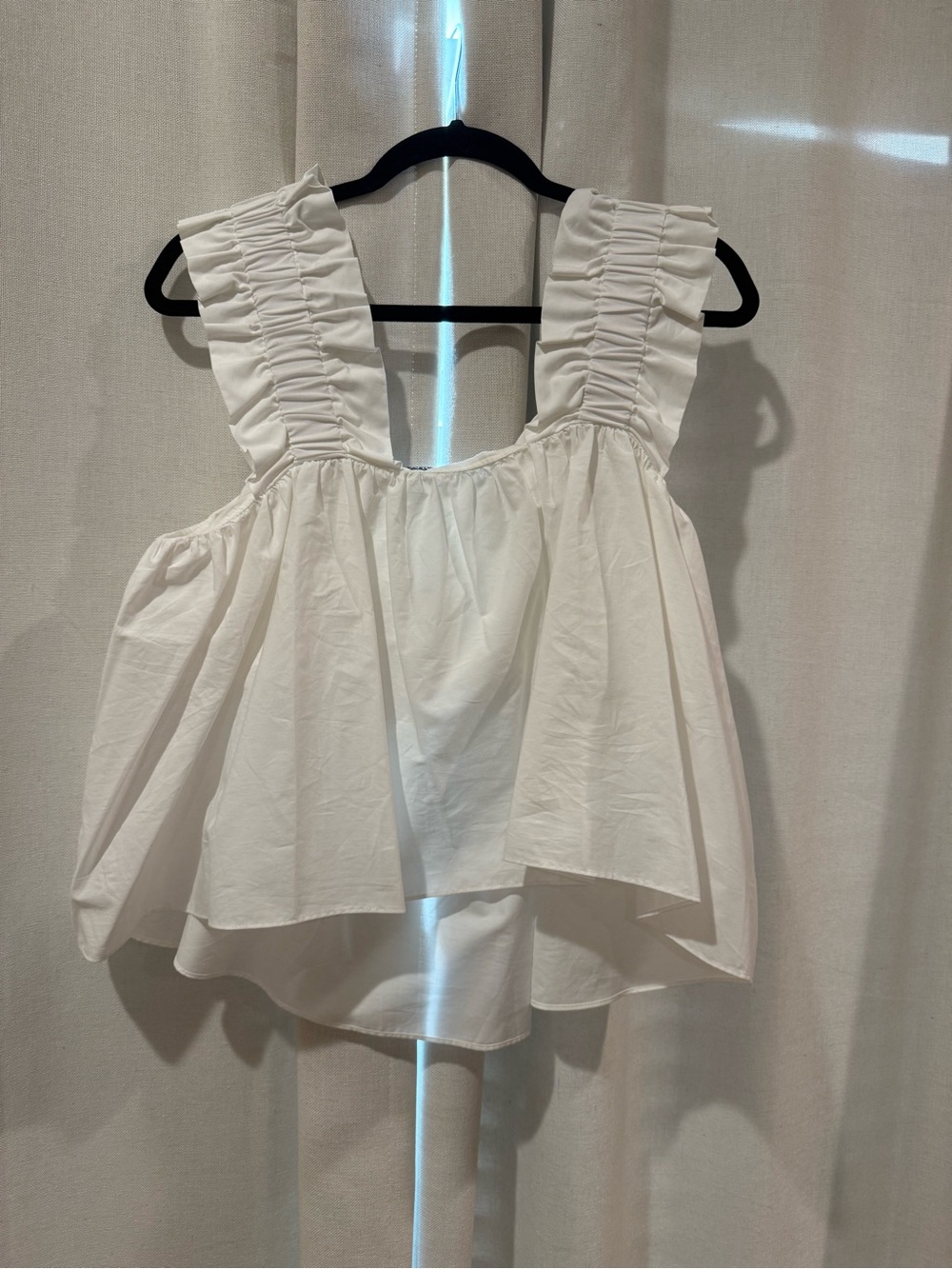 Zara White Ruffled Strap Camisole
